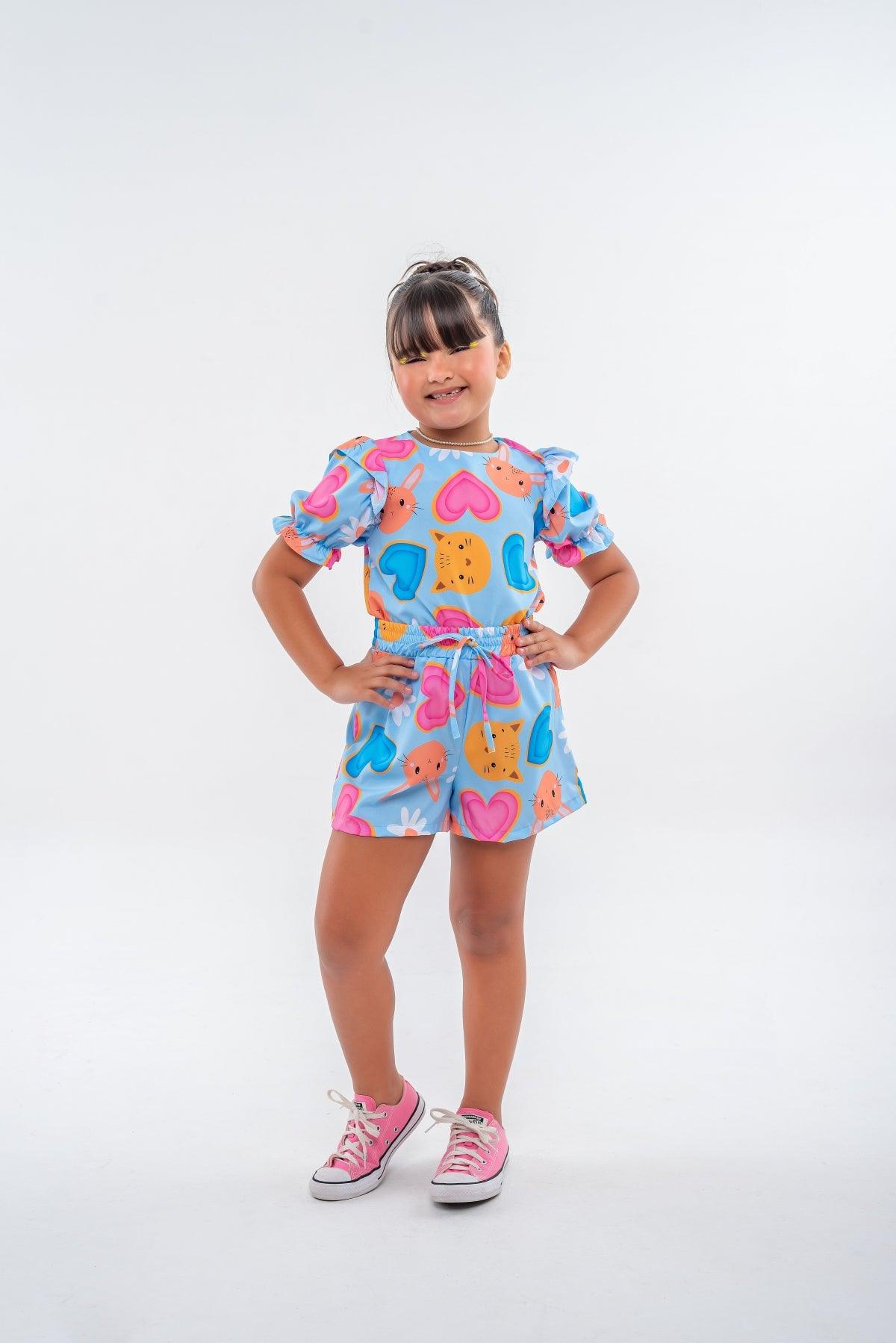 Blue Heart Set for Girls, Ages 2-10 – Adorable Two-Piece Outfit, Comfortable and Stylish, Perfect for Everyday Wear