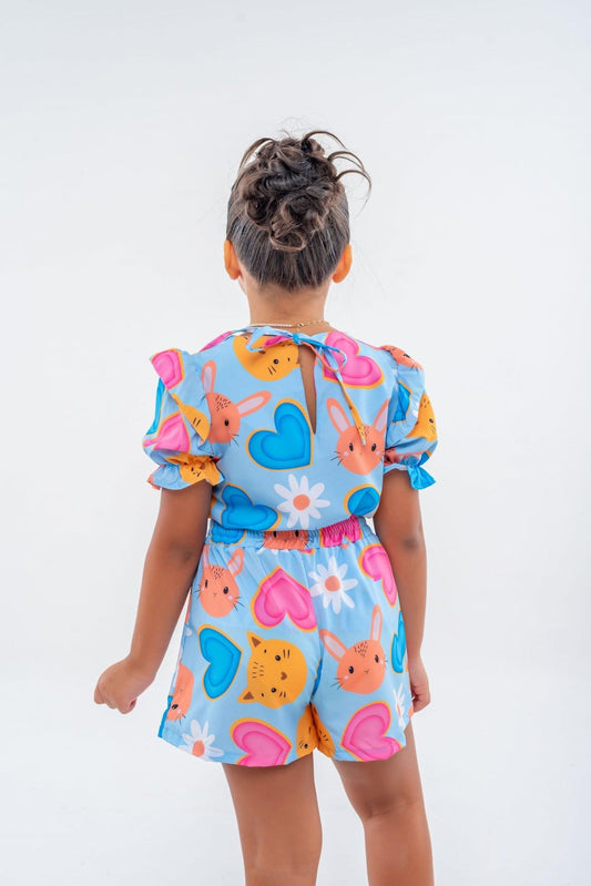 Blue Heart Set for Girls, Ages 2-10 – Adorable Two-Piece Outfit, Comfortable and Stylish, Perfect for Everyday Wear