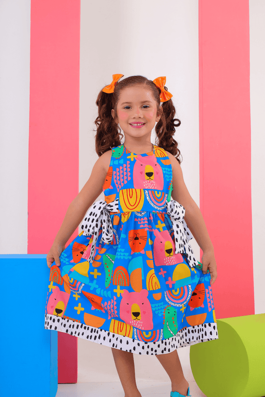 Blue Maria Dress for Girls, Ages 4-8 – Elegant and Comfortable, Ideal for Special Occasions and Everyday Wear