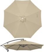 10 ft Replacement Canopy, 8-Rib 300D Polyester Cover for Patio Umbrellas - Khaki / only fits 10ft 8ribs