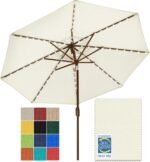 Solar LED Patio Umbrella, 80-Light Acrylic Market Umbrella with Crank and Tilt - Natural / 10FT Single Vent