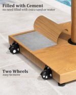 45 lb Patio Umbrella Base with Wheels, Pre-Filled Concrete Stand for 6–12 ft Umbrellas - White