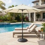 Round Heavy Duty Patio Umbrella Base, Resin Concrete Stand for 1.5–2 in Poles