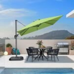 Square Cantilever Patio Umbrella, 360-Degree Rotating Offset Umbrella with Aluminum Frame