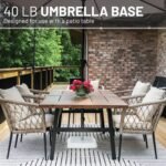 40 lb Patio Table Umbrella Base, Weighted Polymer Stand for Outdoor Dining Areas - Bronze